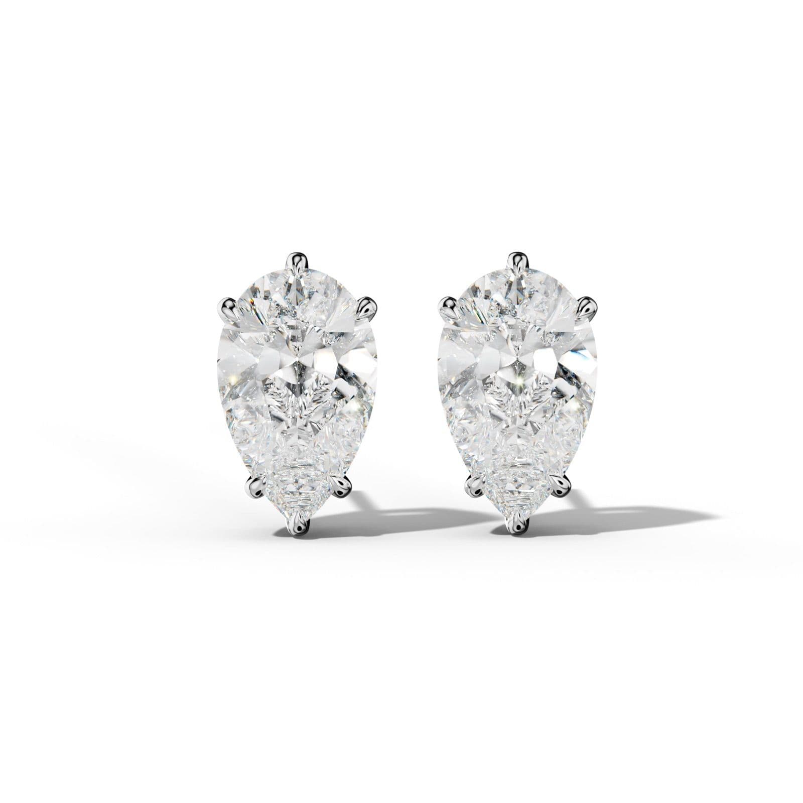Pear Shape Diamond Stud Earrings With Six Prongs