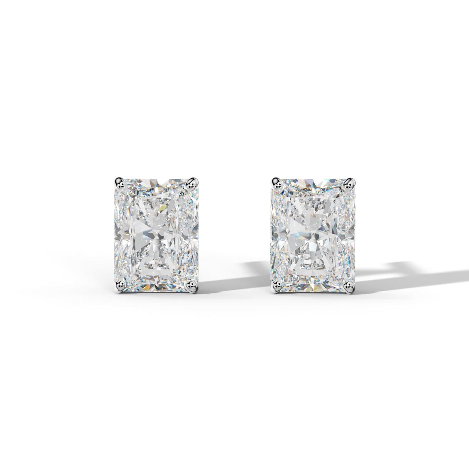 Radiant Diamond Stud Earrings With Four Classic Prong Martini Settings