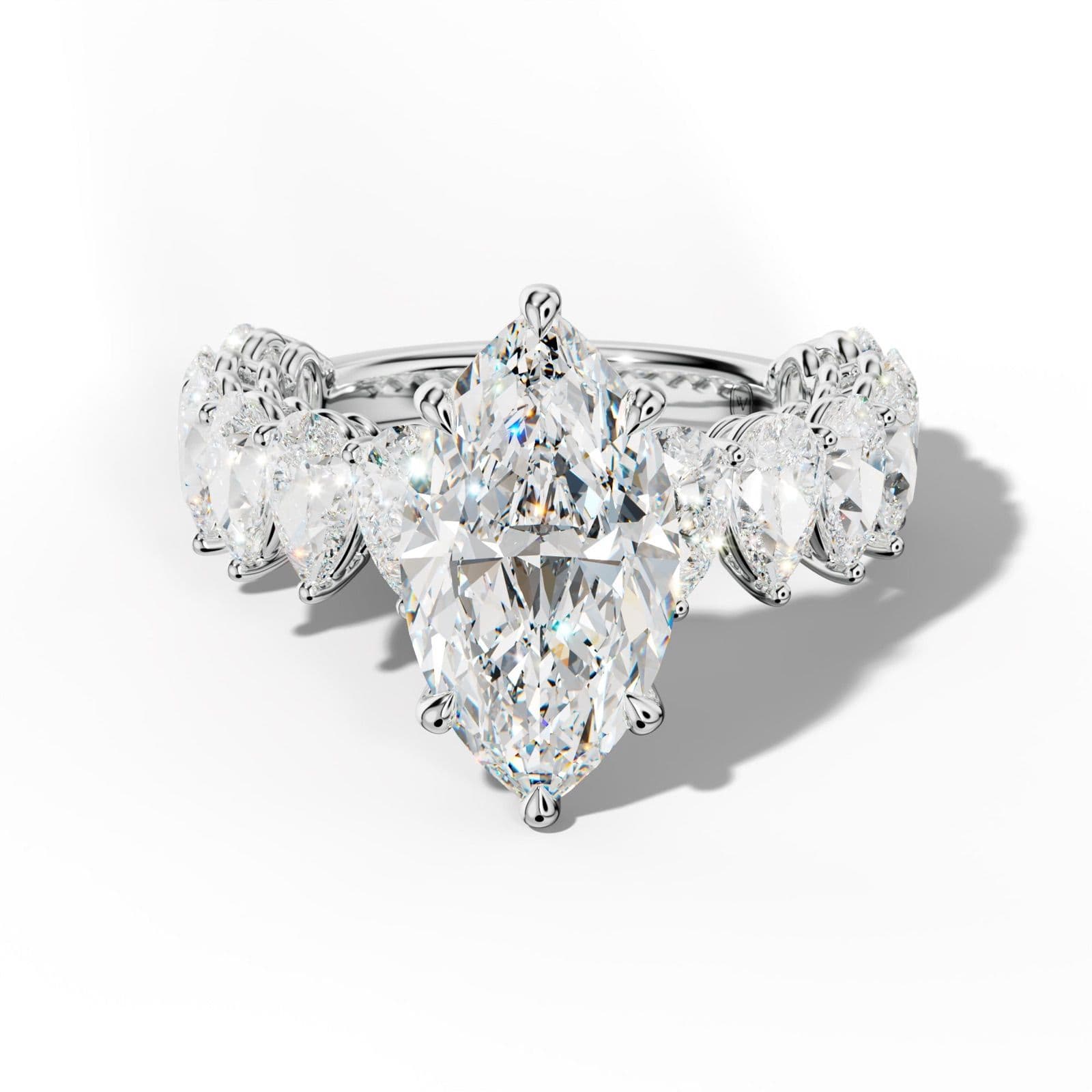 Remi Marquise Diamond Engagement Ring With Pear Shape Side Stones