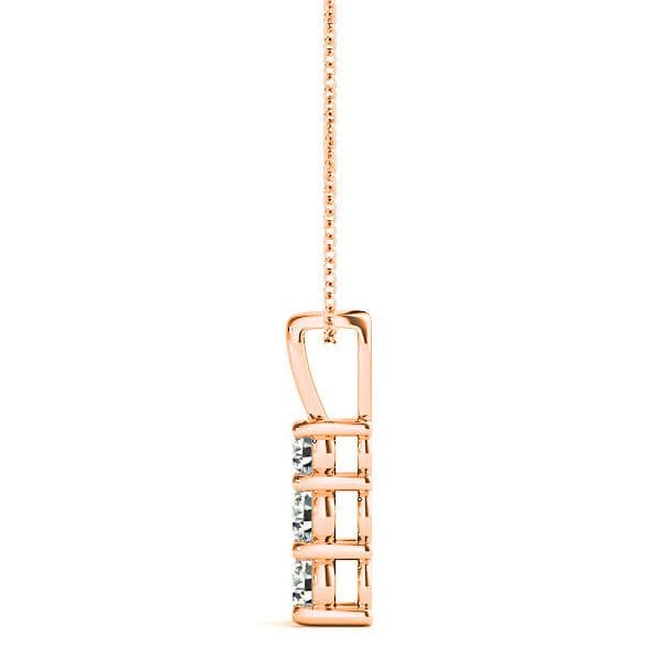 Graduated 0.35 ctw Diamond Three Stone Necklace Pendant-VIRABYANI