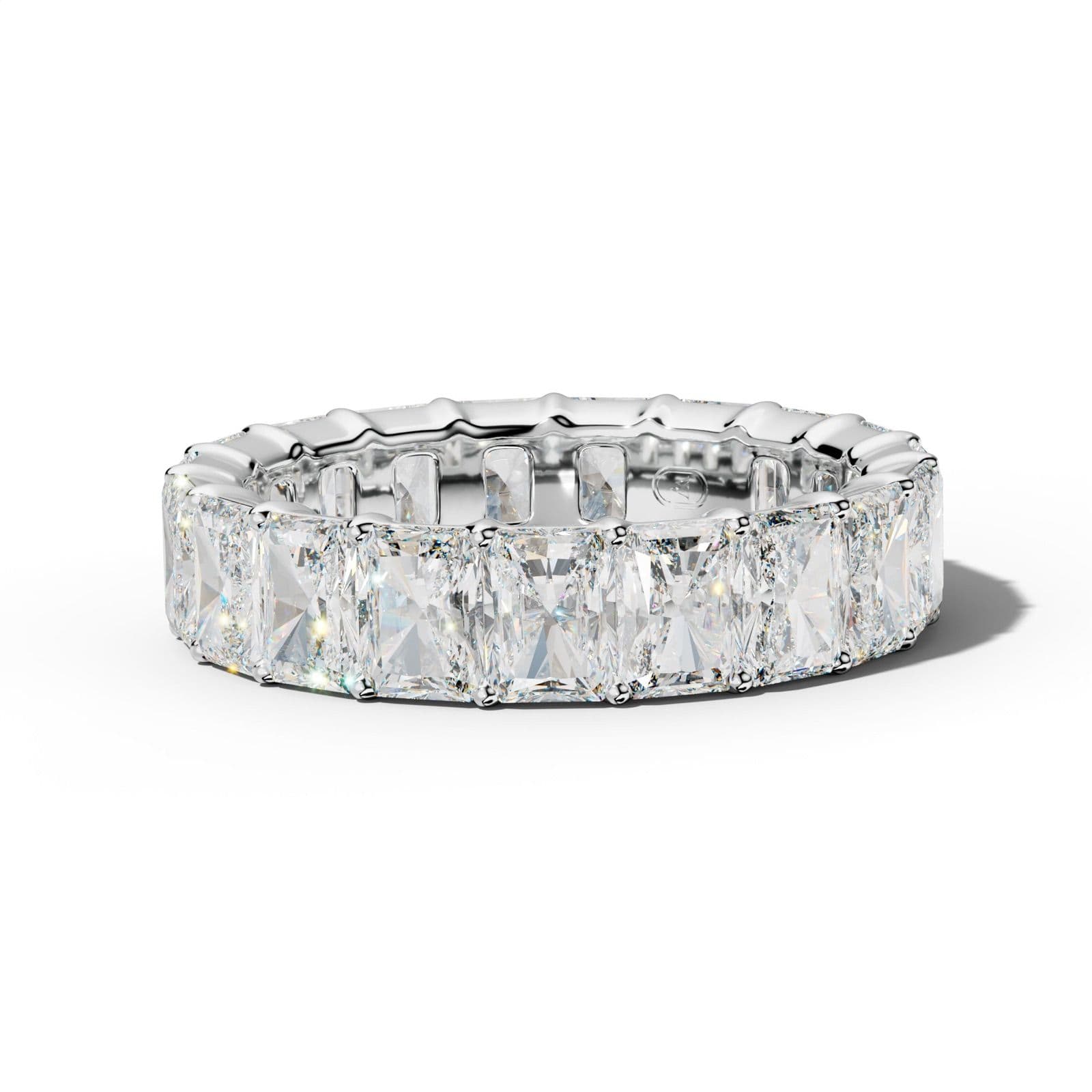 8.0 Carat Radiant Diamond Eternity Band Shared Prong Low-Set Design