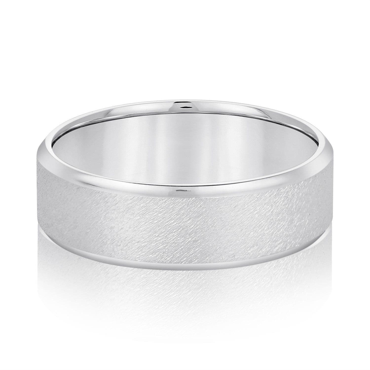 Beveled Edge Comfort Fit Sandblasted Finish Men's Band