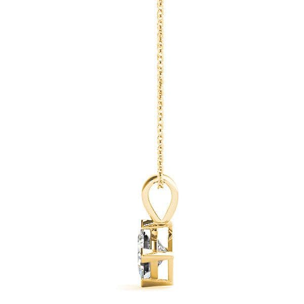 V Prong Princess Cut Diamond Solitaire Necklace Pendant-VIRABYANI