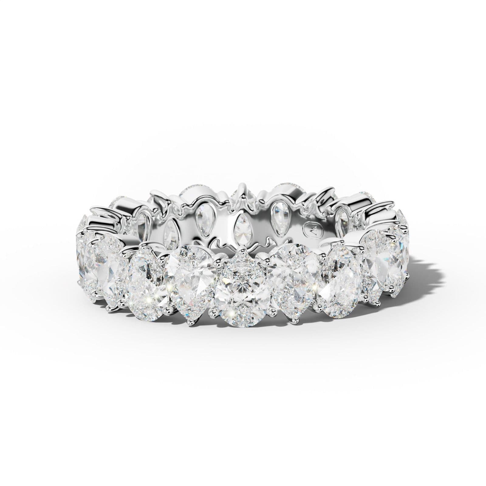 5.0 Carat Pear Shape Diamond Eternity Band Shared Prong Low-Set Design
