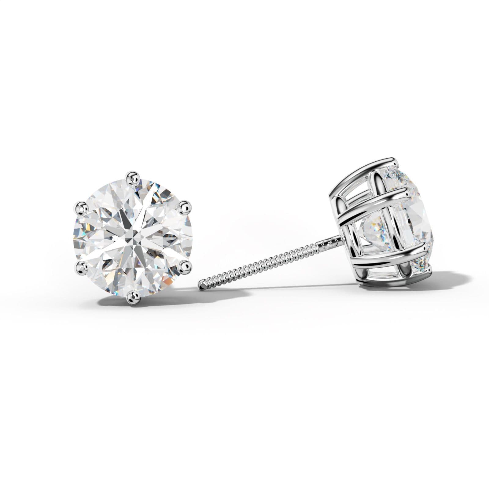 Round Diamond Stud Earrings With Classic Six Prongs