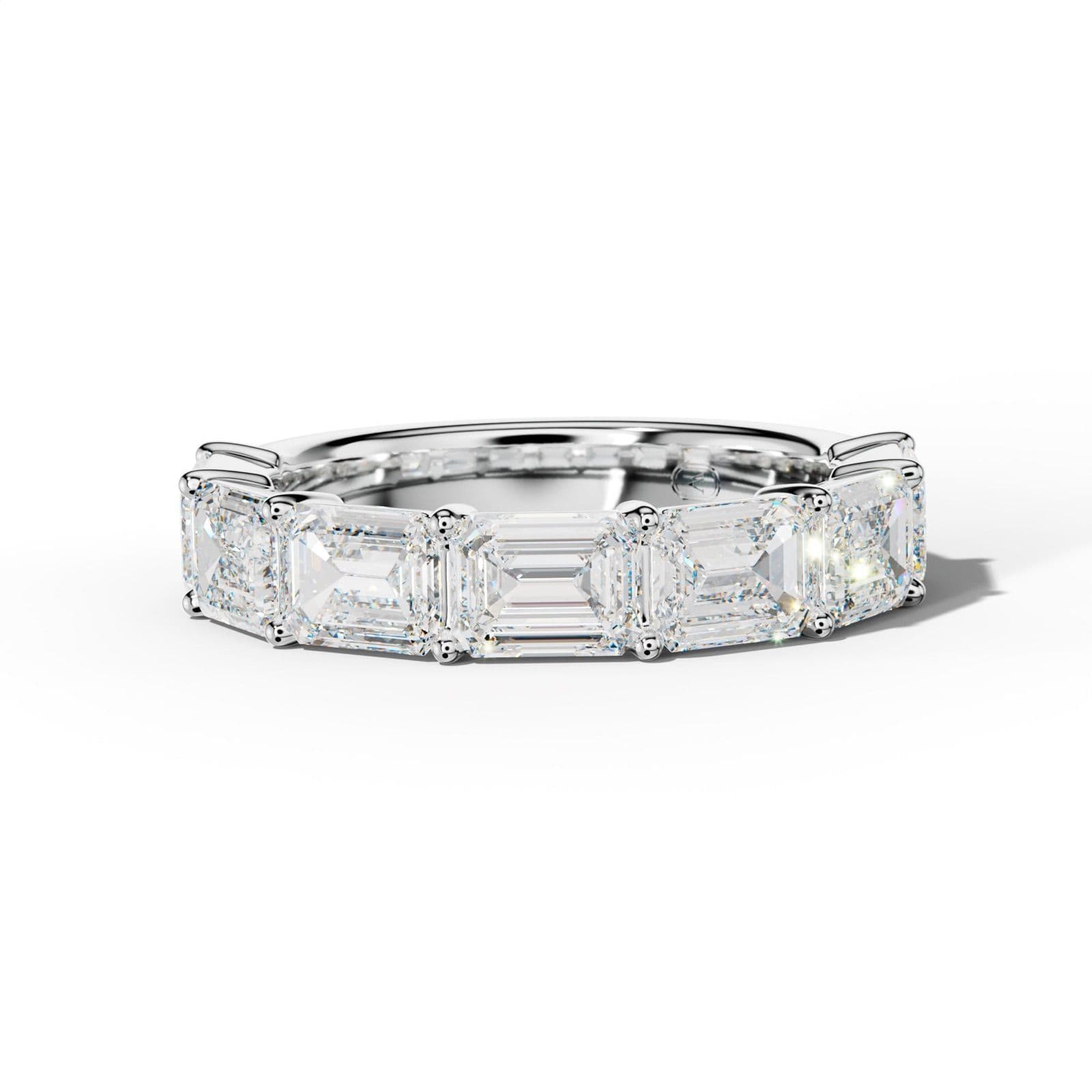 4.0 Carat East West Emerald Cut Diamond Half Anniversary Band Shared Prong Low-Set Design Low-Set Design