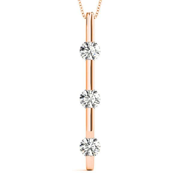 Bar Set 1.00 ctw Diamond Three Stone Necklace Pendant-VIRABYANI