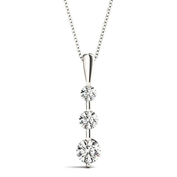 Bar Set 0.50 ctw Graduated Diamond Three Stone Necklace Pendant-VIRABYANI
