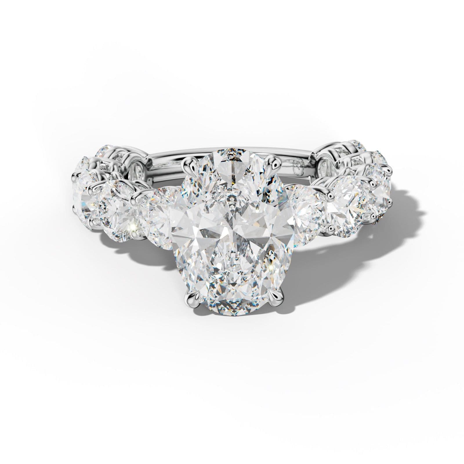 Johanna Oval Diamond Engagement Ring With Round Side Stones