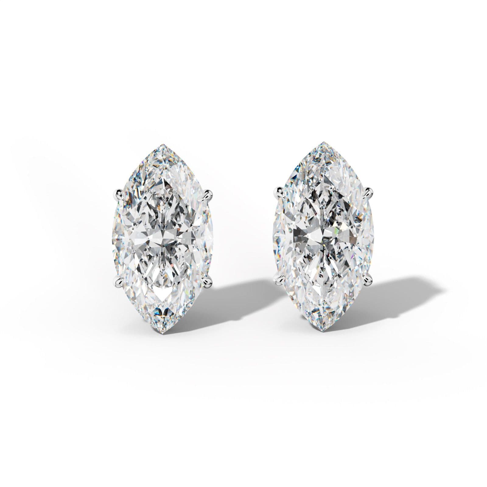 Marquise Diamond Stud Earrings With Four Prong Martini Settings