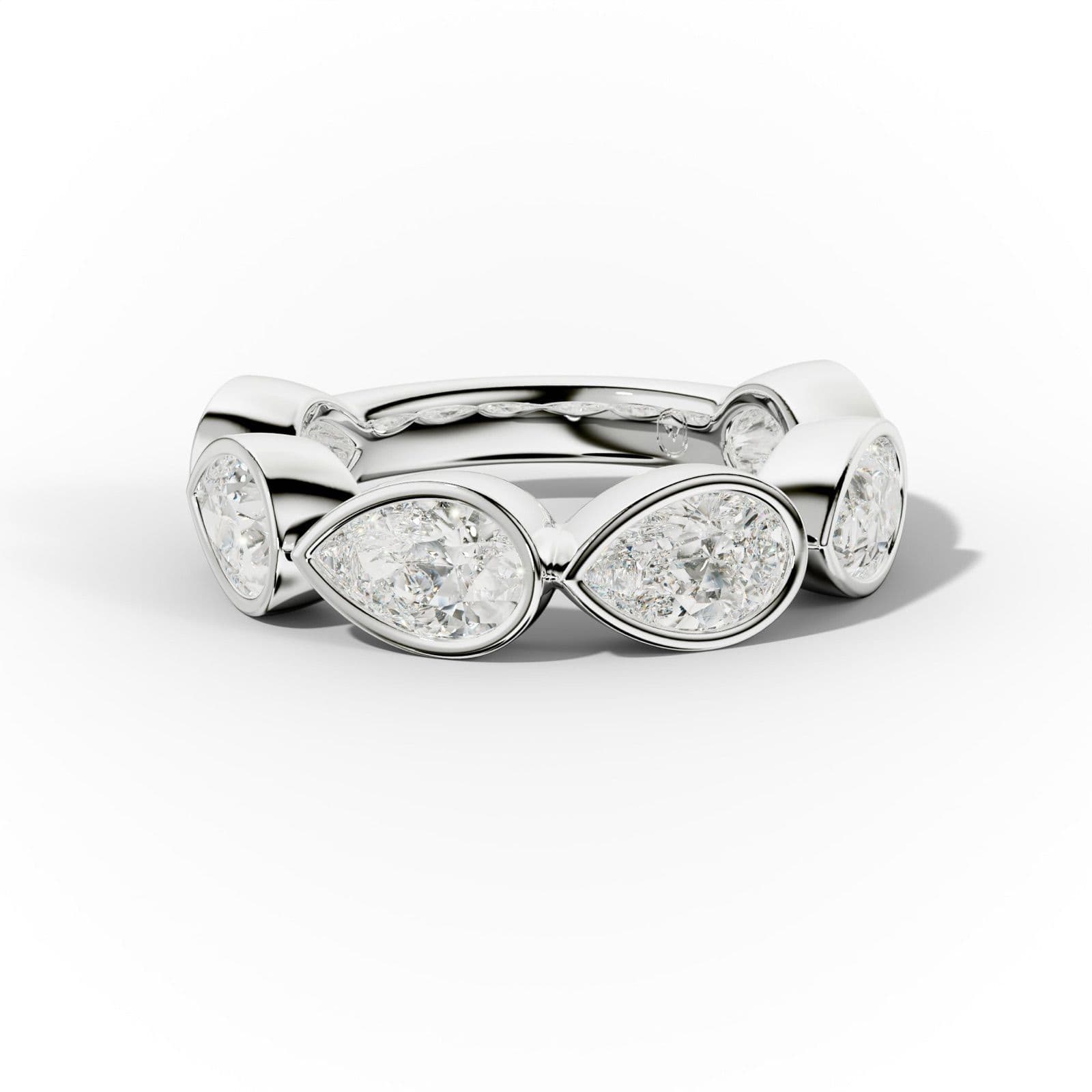 4.0 Carat East West Pear Shape Bezel Set Diamond Anniversary Band