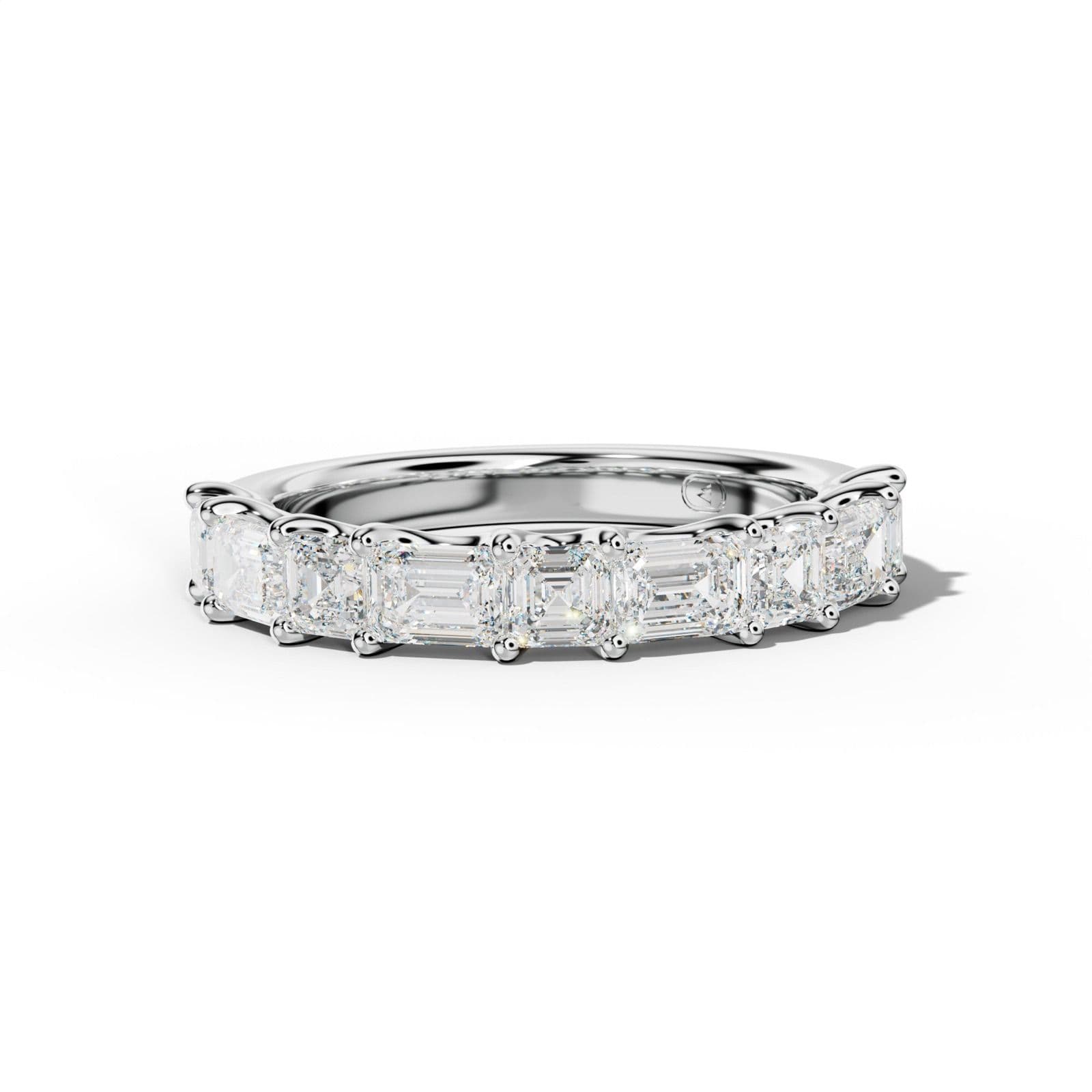 2.0 Carat East West Emerald and Asscher Diamond Half Anniversary Band Shared Prong