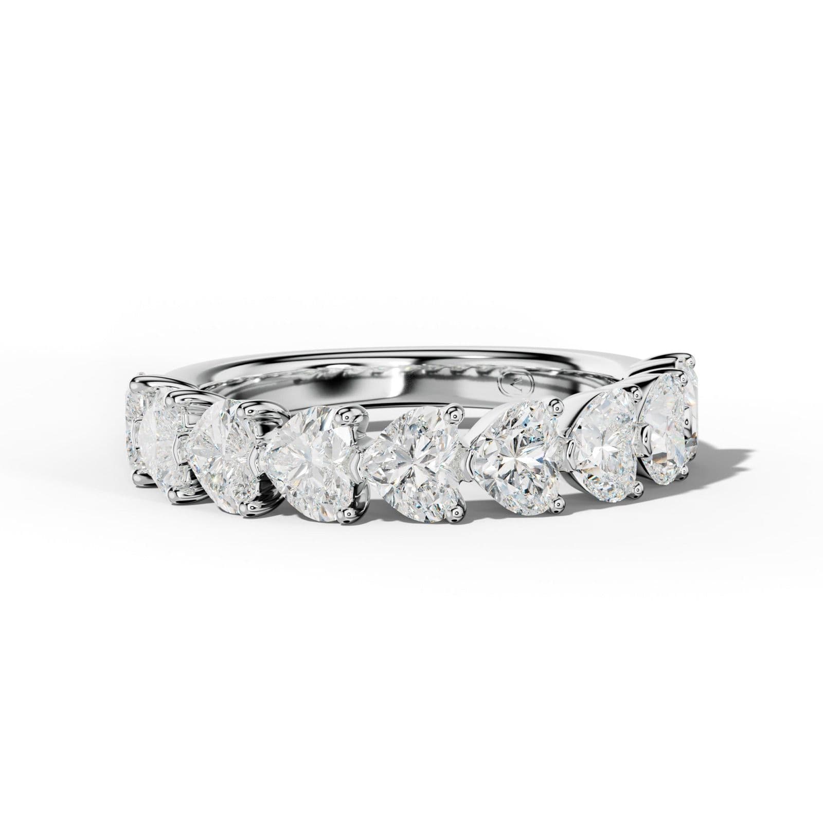 3.0 Carat East West Heart Diamond Half Anniversary Band Shared Prong Low-Set Design