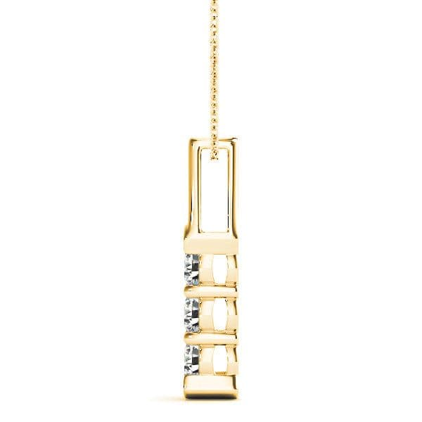1.00 ctw Diamond Three Stone Necklace Pendant-VIRABYANI