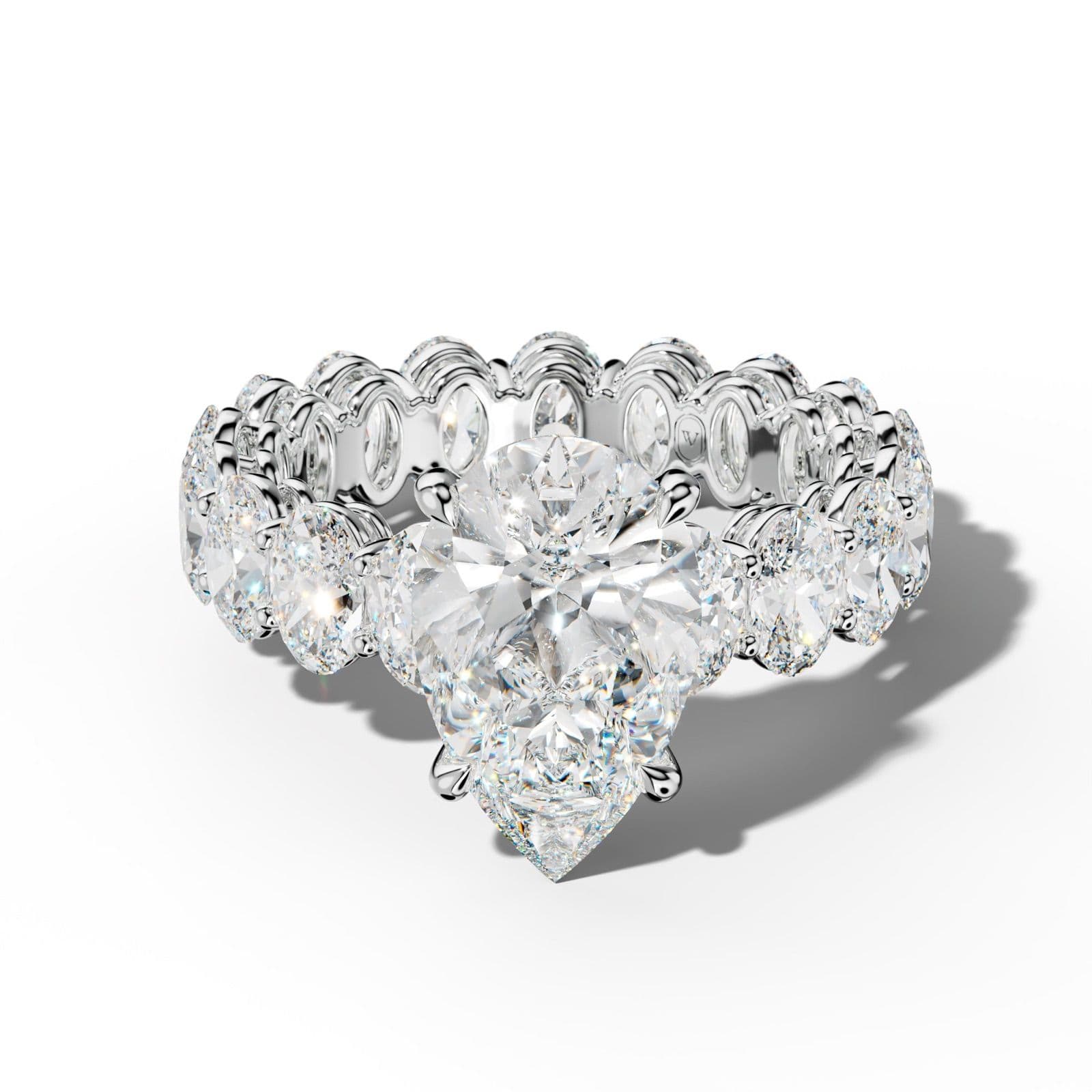 Amoura Pear Shape Engagement Ring With Oval Side Stones