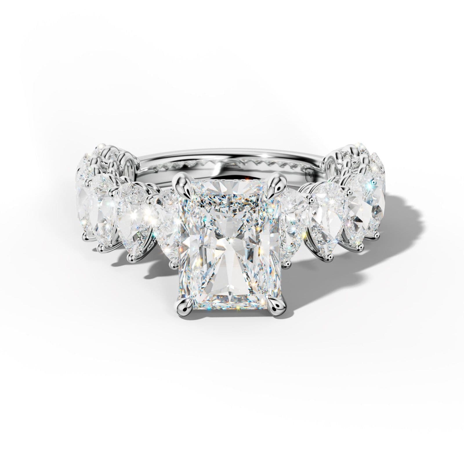 Remi Radiant Diamond Engagement Ring With Pear Shape Side Stones