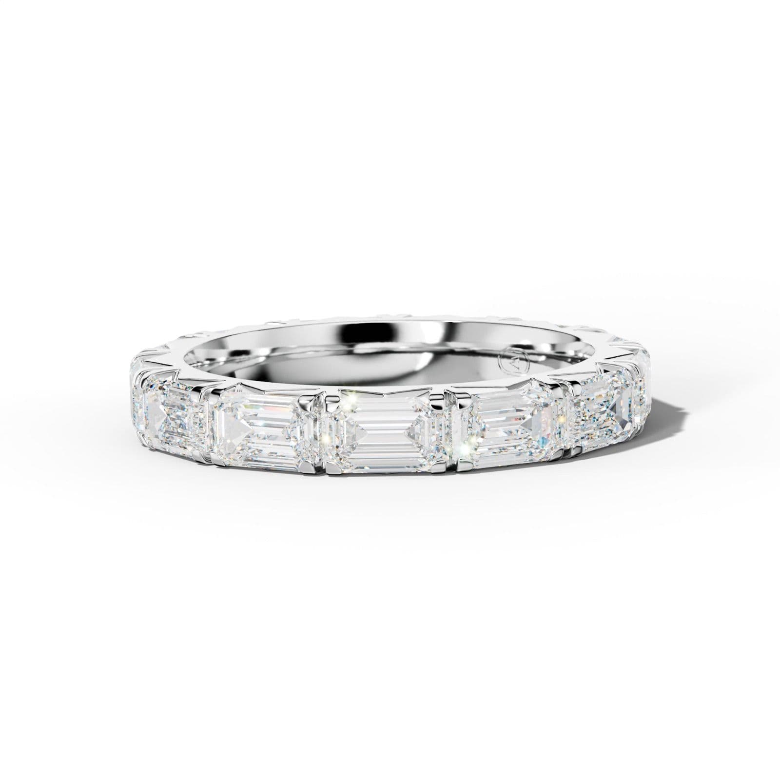 7.0 Carat East West Emerald Cut Diamond French Pave Eternity Band