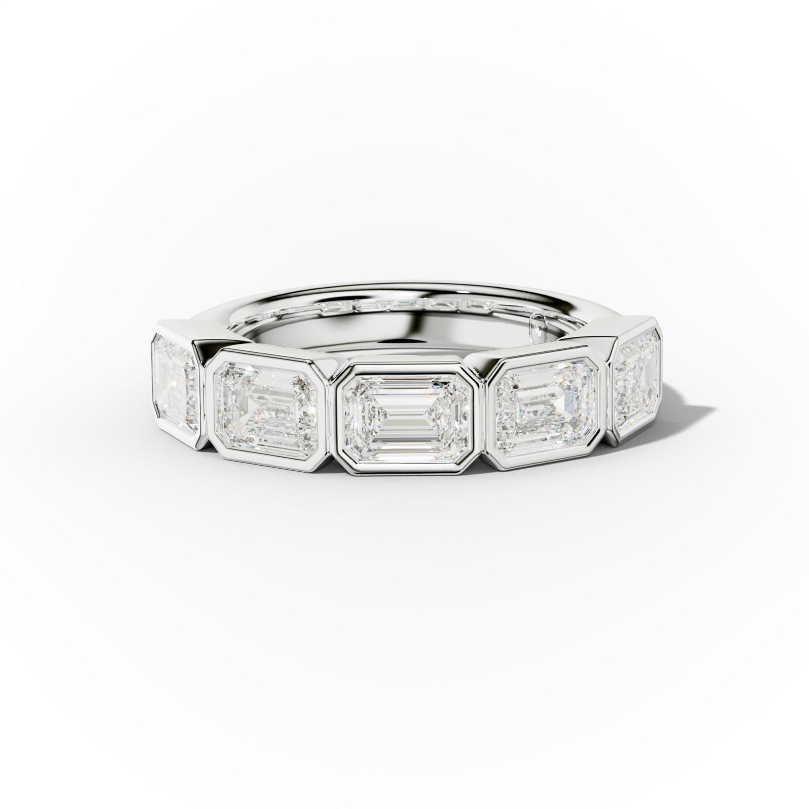 2.0 Carat East West Emerald Cut Bezel Set Diamond Anniversary Band