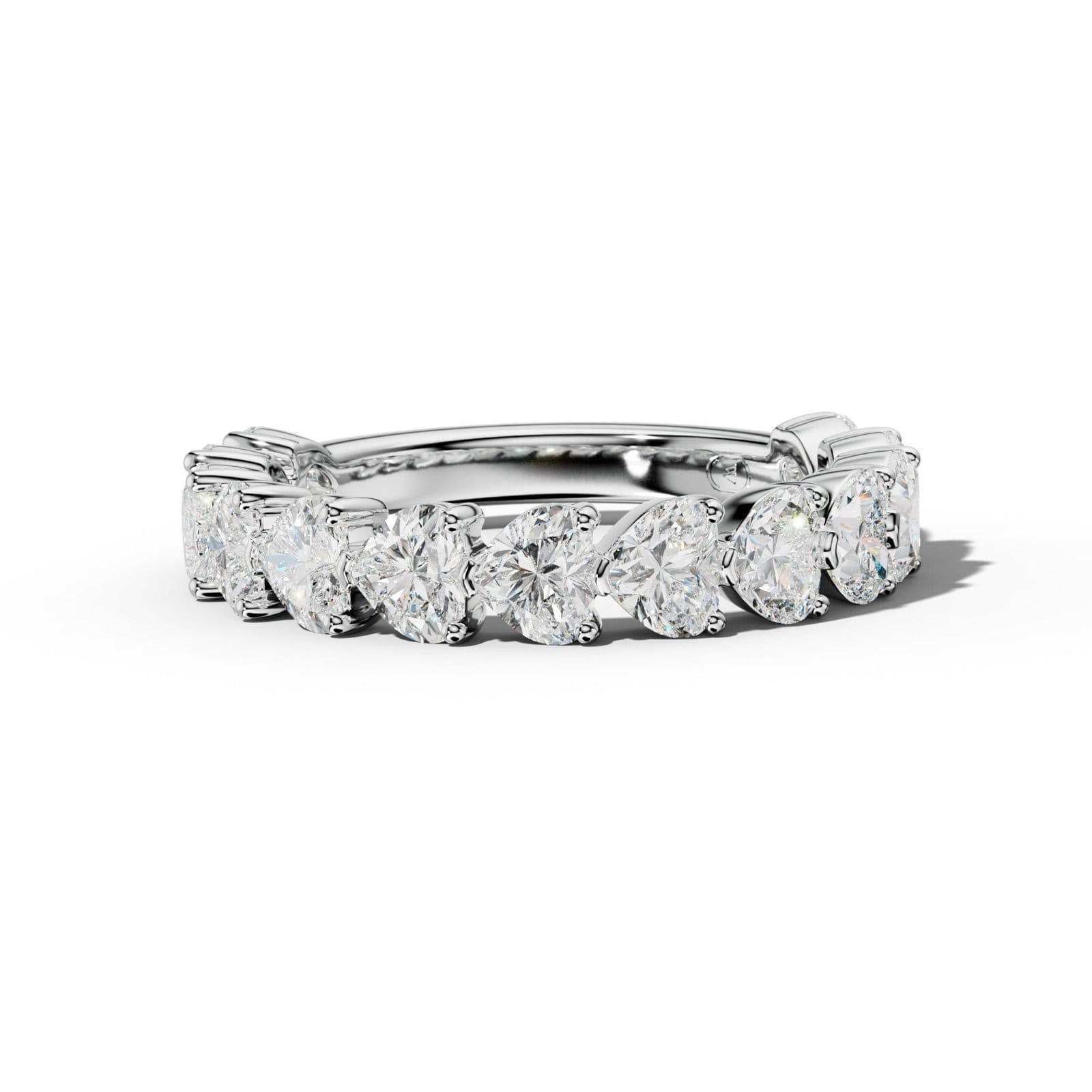 3.0 Carat East West Heart Diamond 3/4 Anniversary Band Shared Prong Low-Set Design