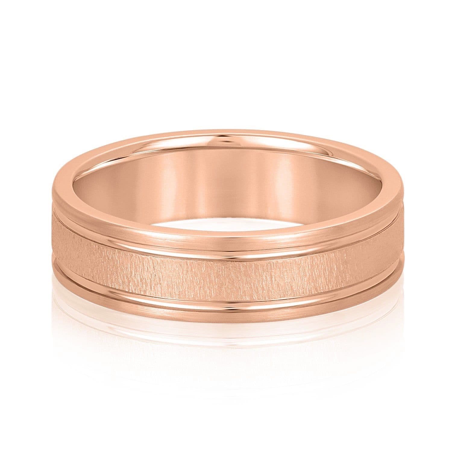 Men's Textured Inlay and Double Groove Style Band