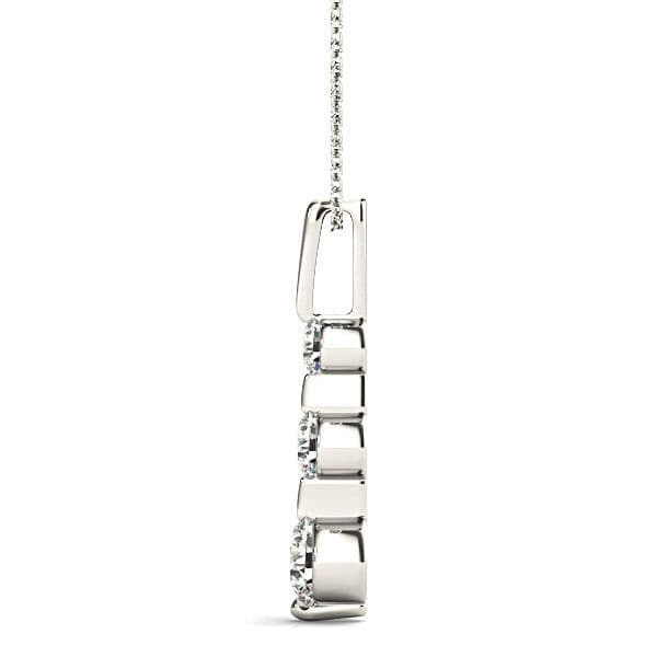 Bar Set 0.50 ctw Graduated Diamond Three Stone Necklace Pendant-VIRABYANI