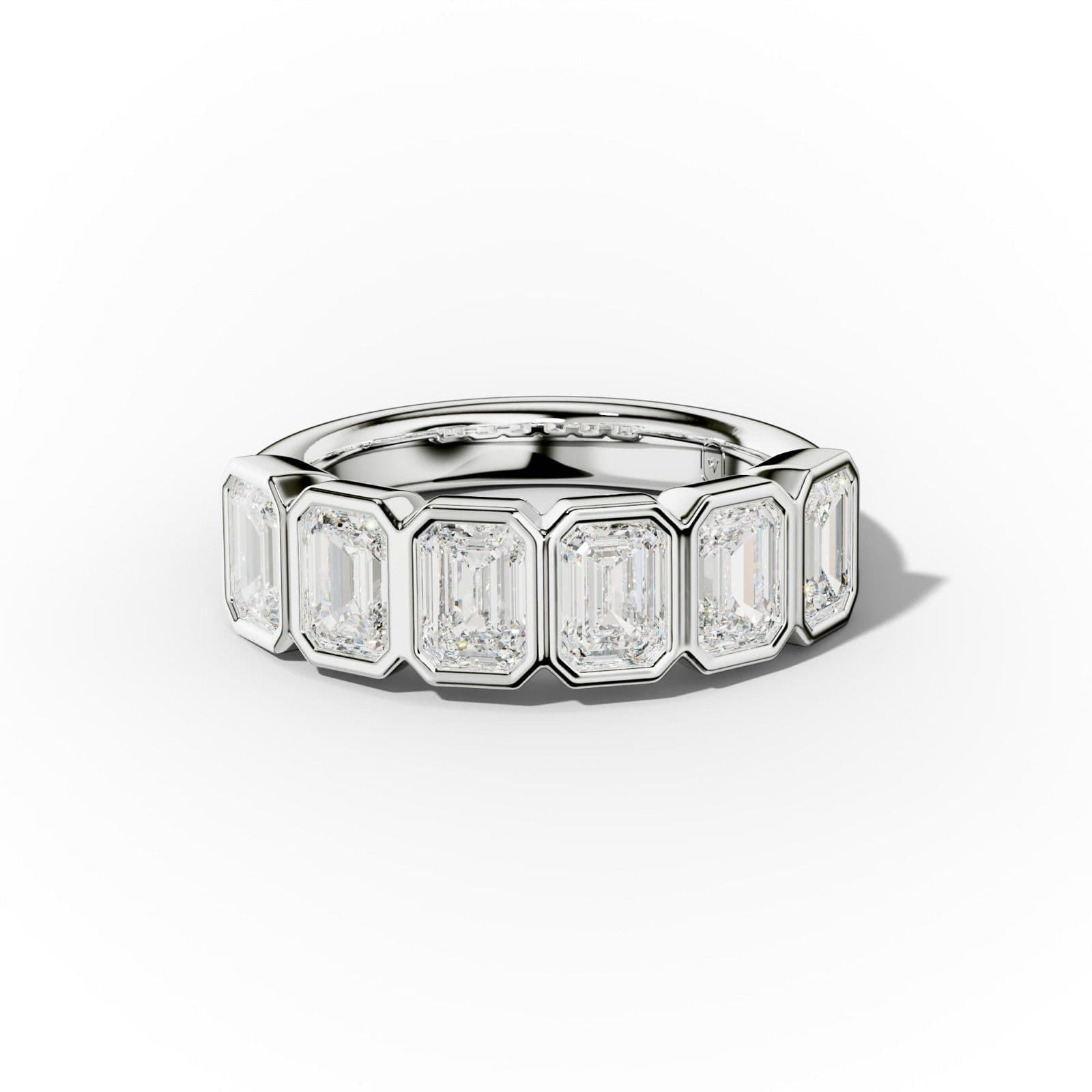 2.0 Carat Bezel Set Emerald Cut Diamond Anniversary Band