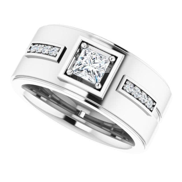 0.62 ctw Princess & Round Diamond Wide Men's Ring