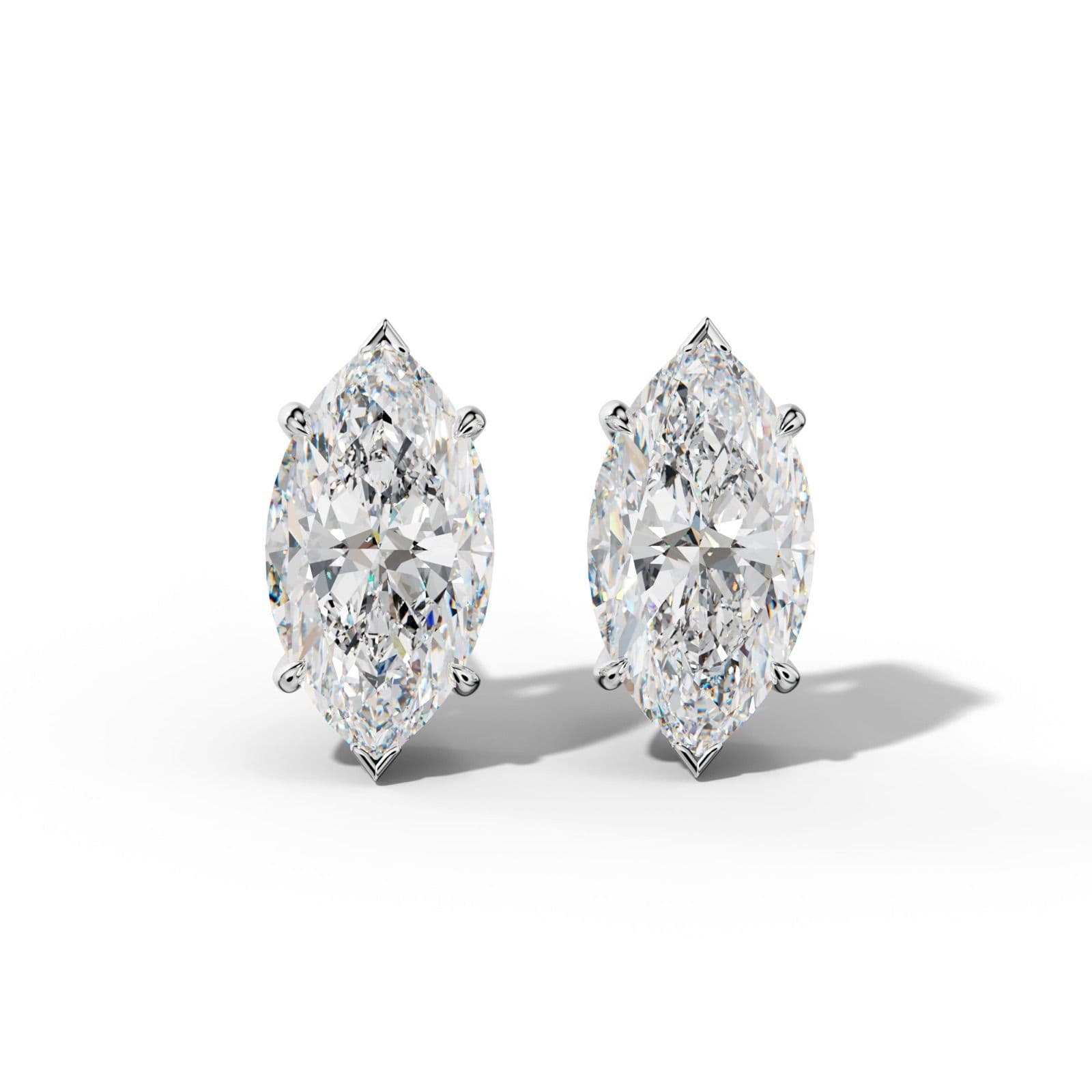 Marquise Diamond Stud Earrings With V Prong Setting