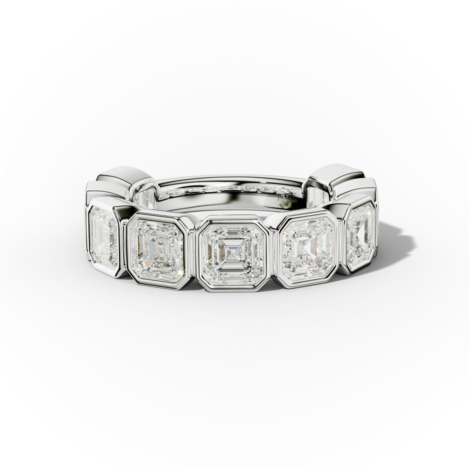 4.0 Carat Bezel Set Asscher Cut Diamond Anniversary Band