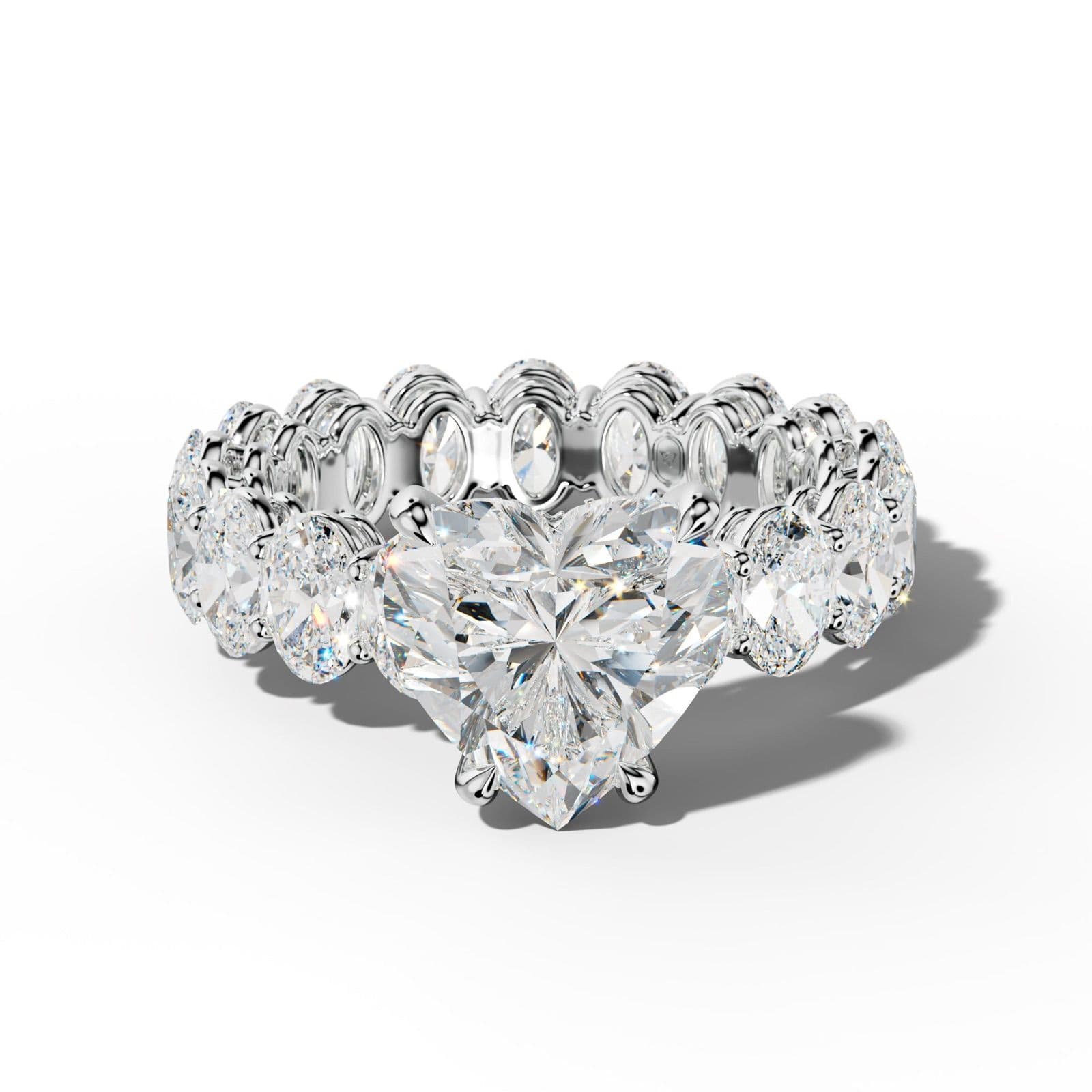 Amoura Heart Diamond Engagement Ring With Oval Side Stones