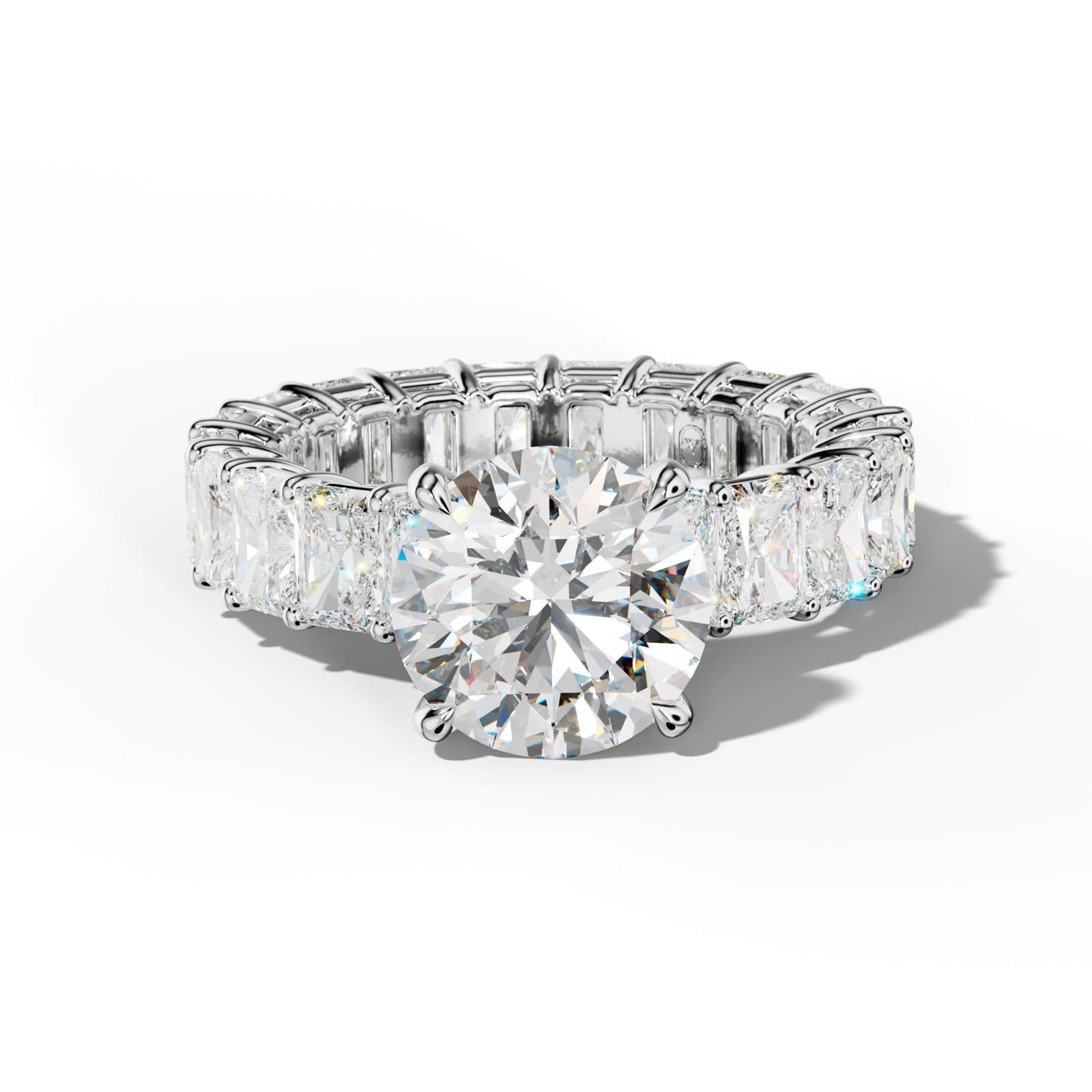 Soraya Round Diamond Engagement Ring With Radiant Side Stones
