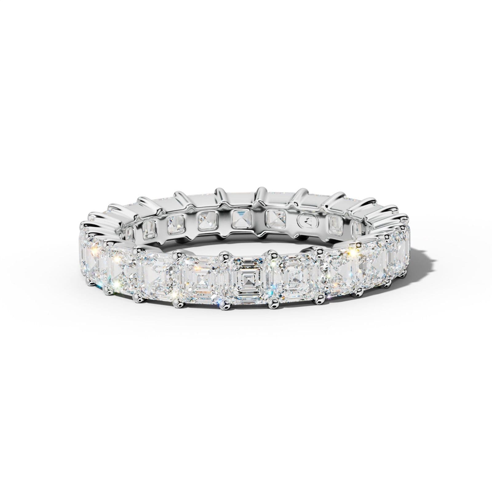 4.0 Carat Asscher Diamond Eternity Band Shared Prong Low-Set Design
