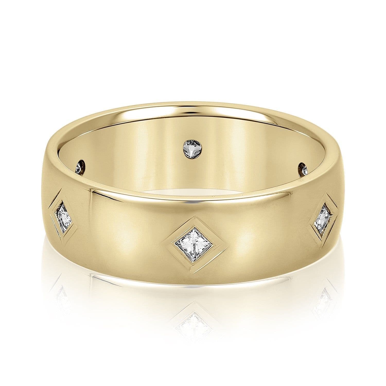 Princess Cut Diamond Men's Wedding Band Bezel Set