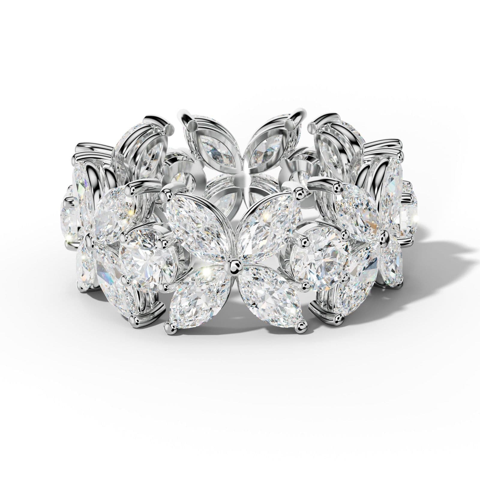 7.0 Carat Marquise And Round Diamond Flower Eternity Band
