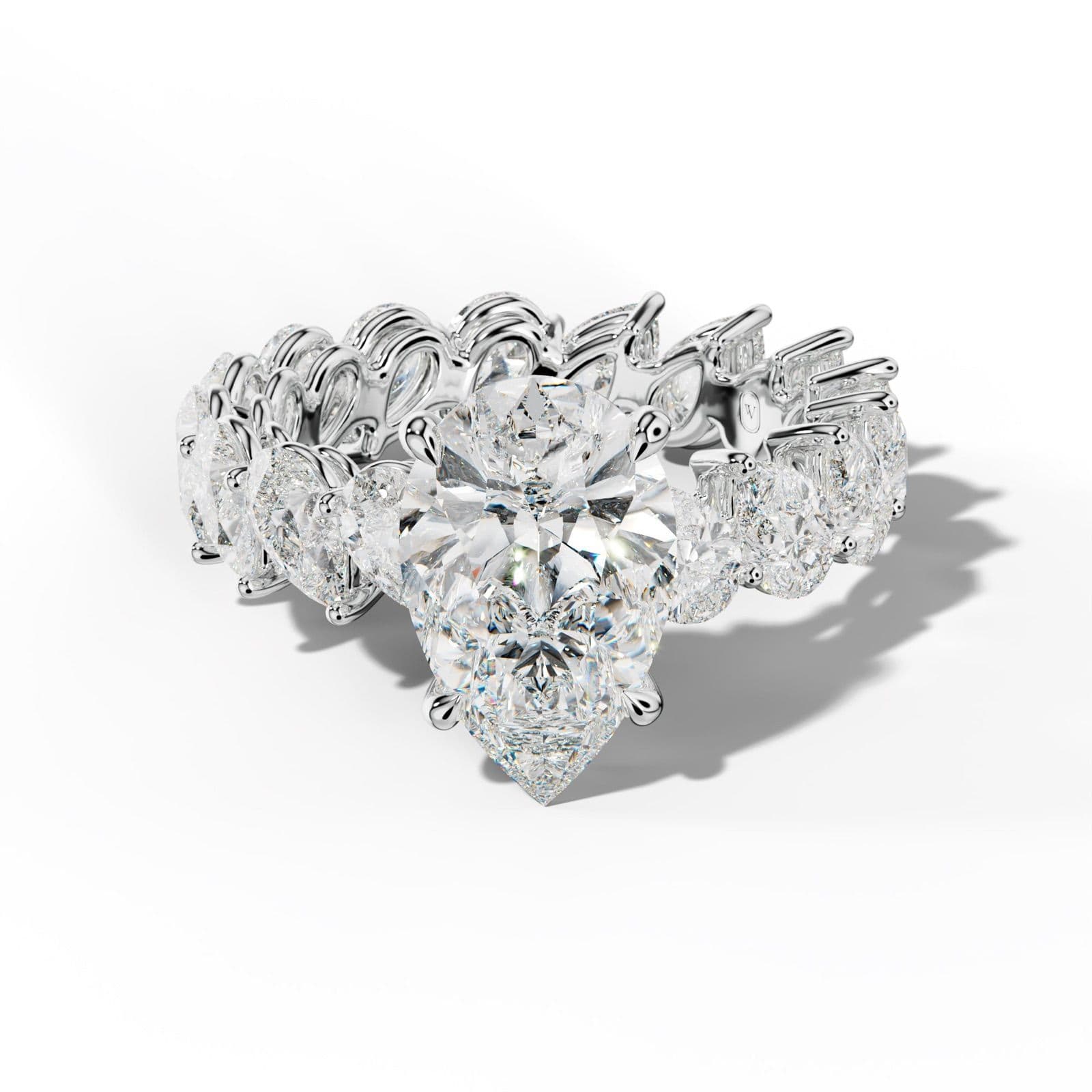 Quinn Pear Shape Engagement Ring With Slanted Pear Side Stones