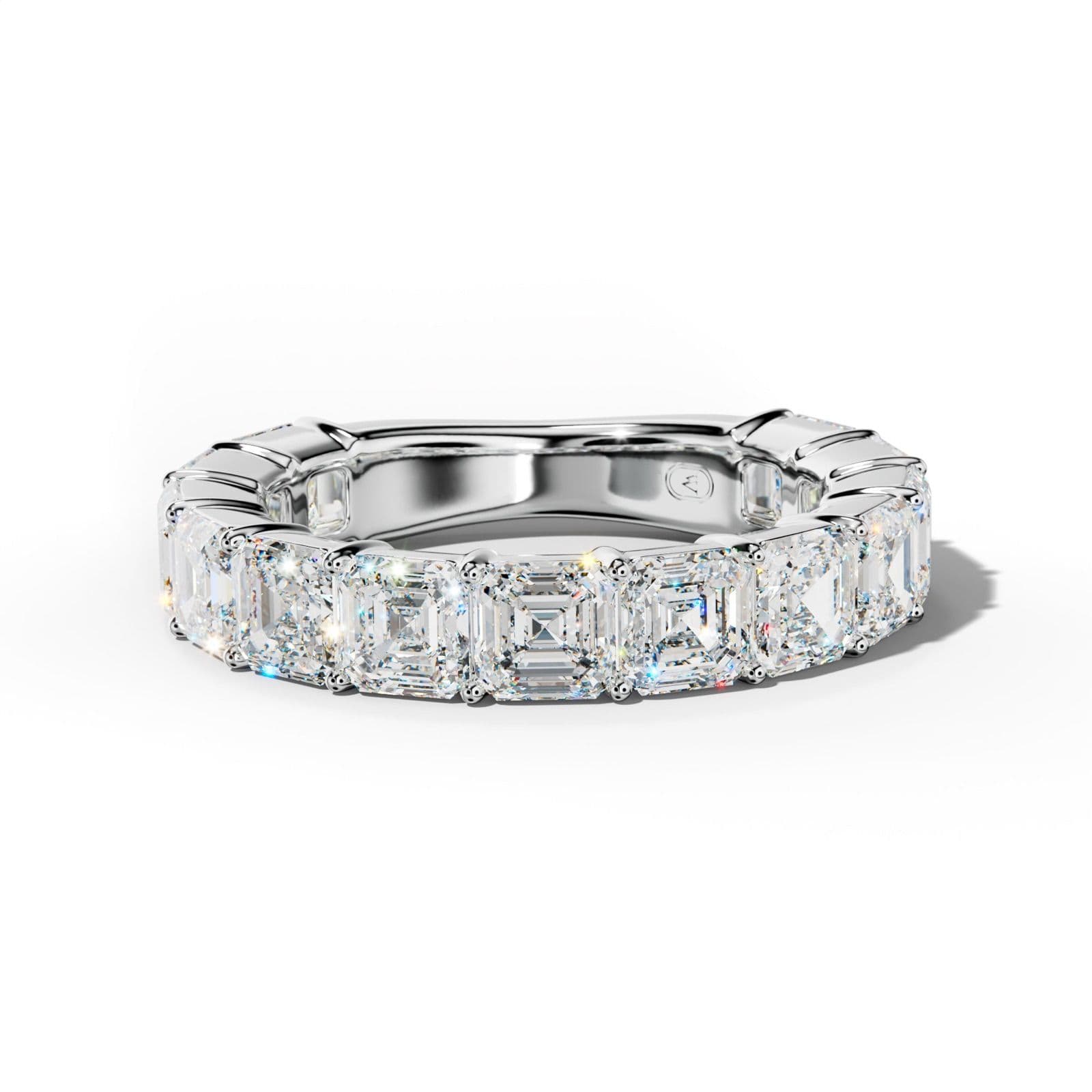 5.0 Carat Asscher Diamond 3/4 Anniversary Band Shared Prong Low-Set Design
