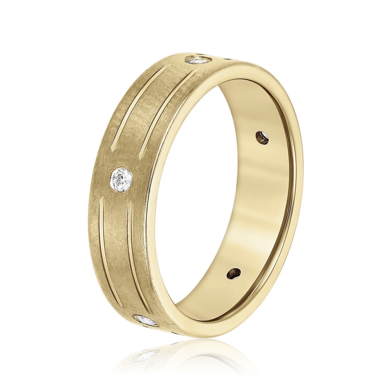 Men's Grooved Flush Set Diamond Wedding Band