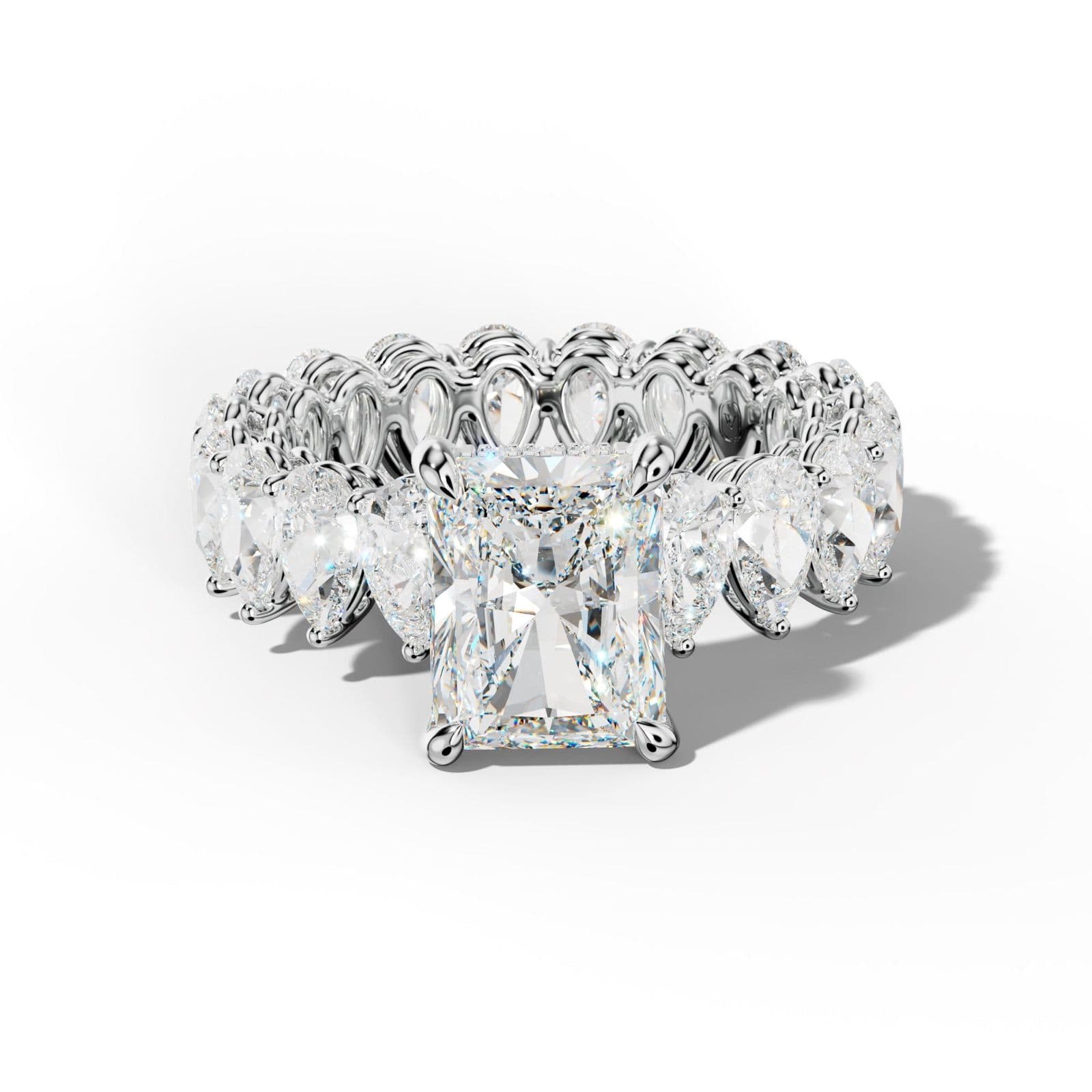 Maya Radiant Diamond Engagement Ring With Pear Shape Side Stones