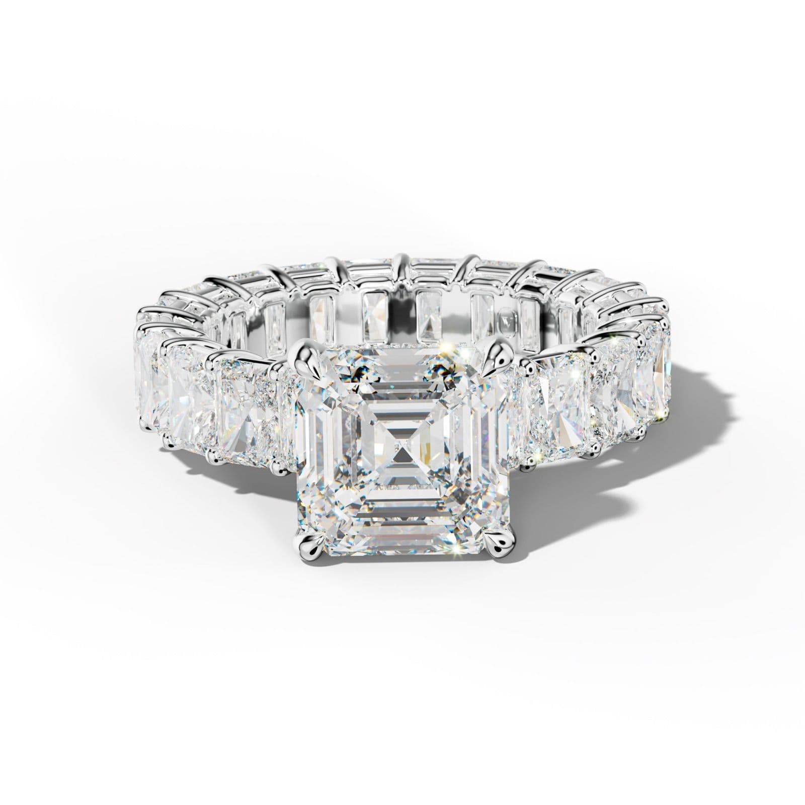 Soraya Asscher Diamond Engagement Ring With Radiant Side Stones