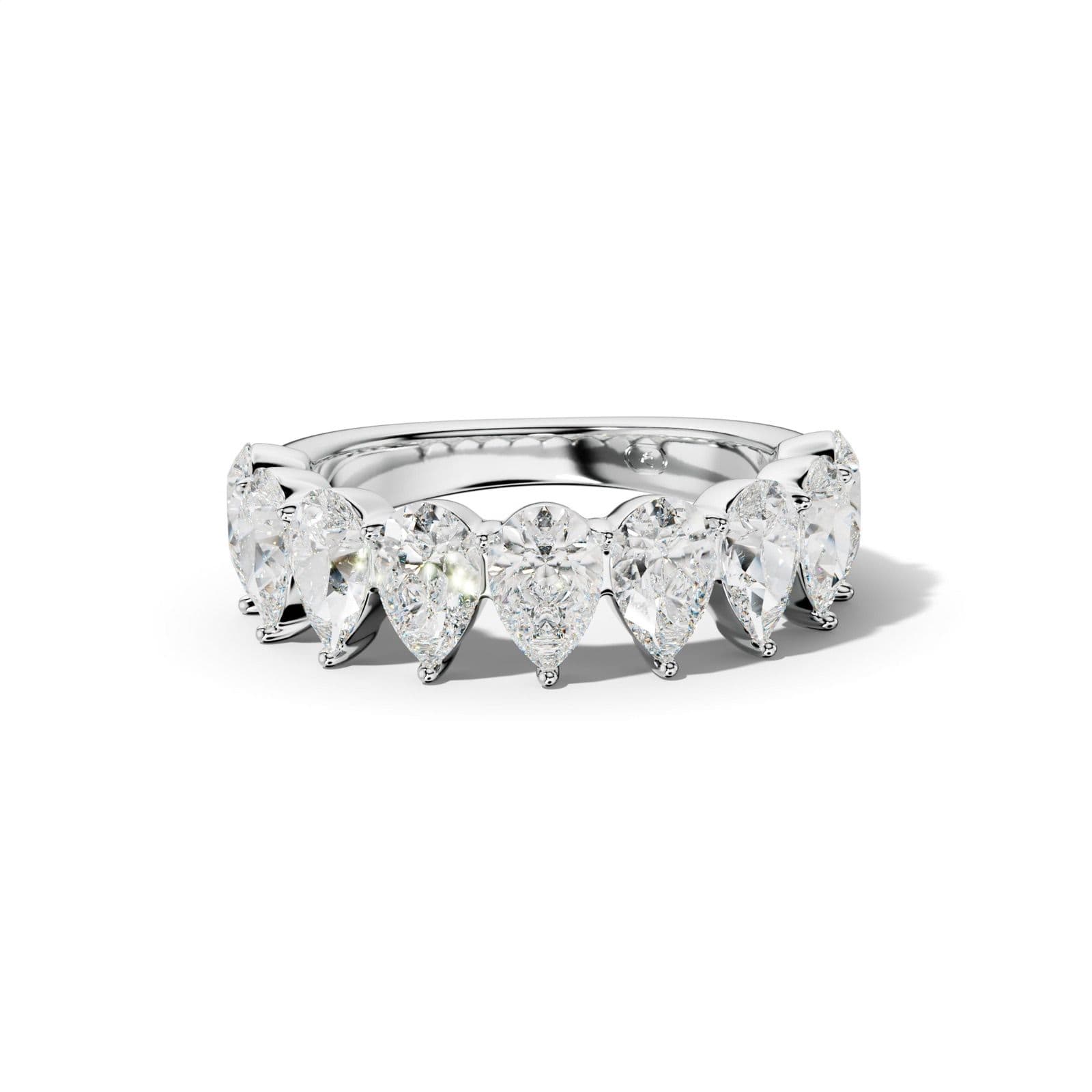 3.0 Carat Pear Shape Diamond Half Anniversary Band Shared Prong Low-Set Design