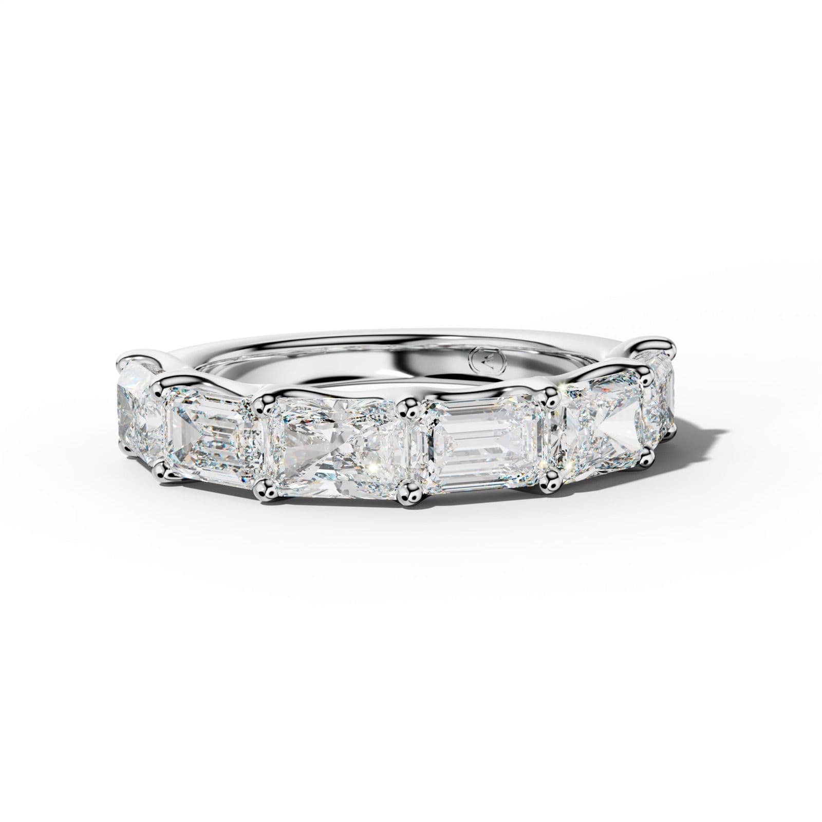 3.0 Carat East West Radiant and Emerald Diamond Half Anniversary Band Shared Prong