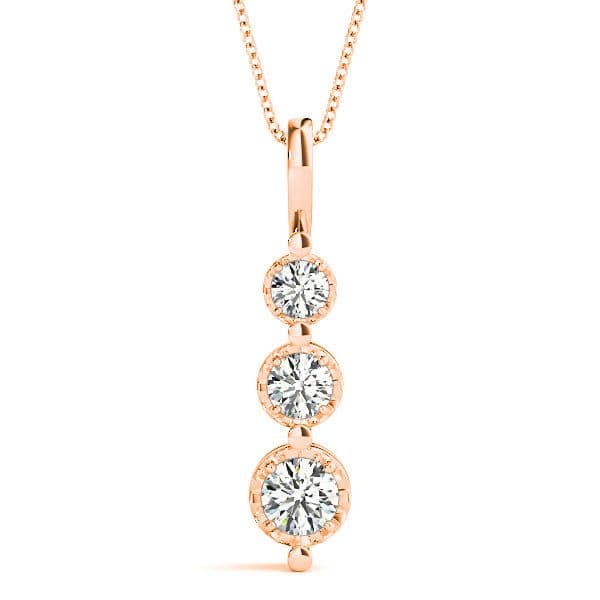 0.45 ctw Round Diamond Three Stone Necklace Pendant-VIRABYANI