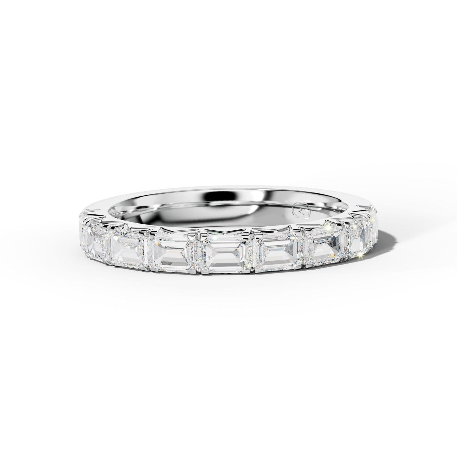 2.0 Carat East West Emerald Cut Diamond French Pave Half Anniversary Band