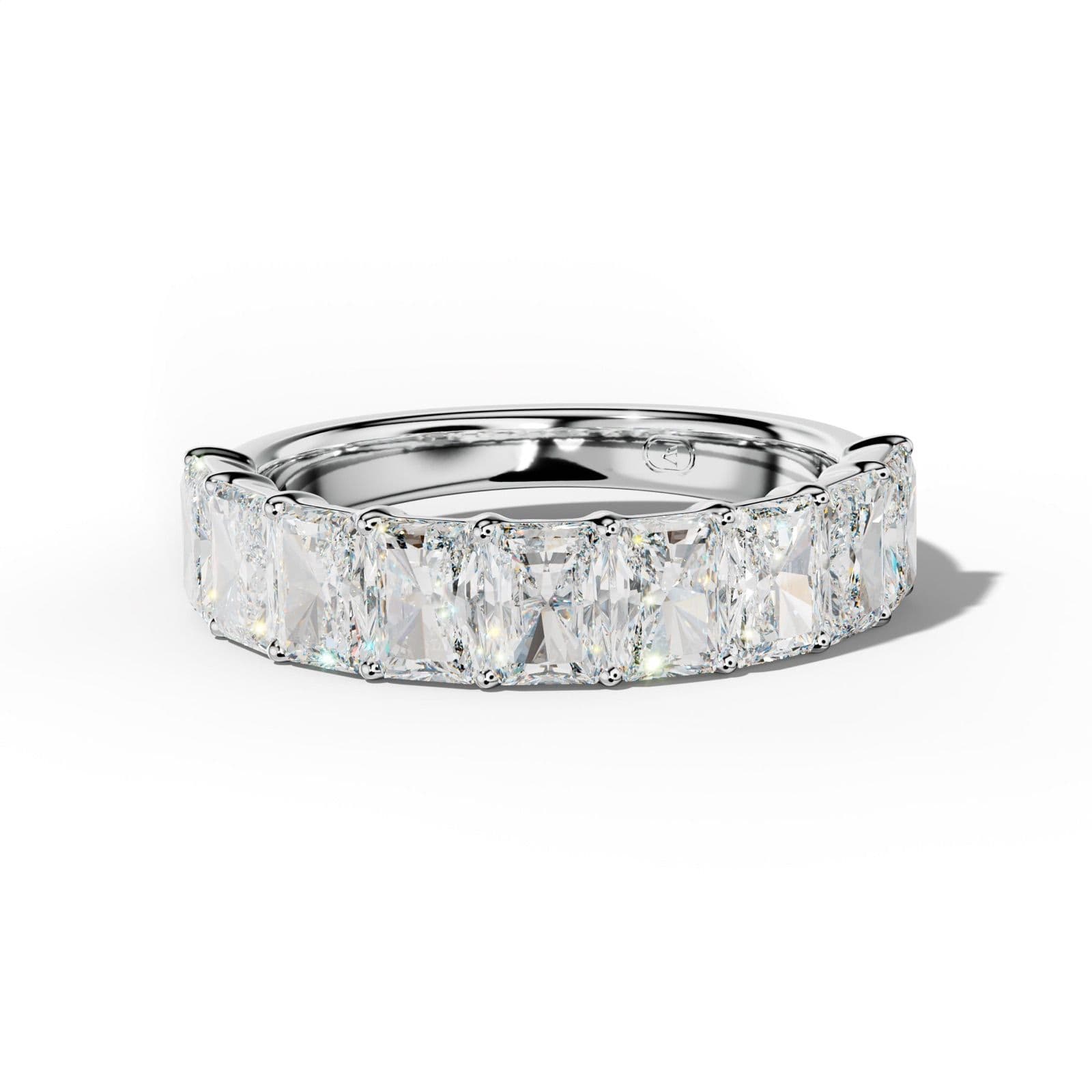 4.0 Carat Radiant Diamond Half Anniversary Band Shared Prong Low-Set Design