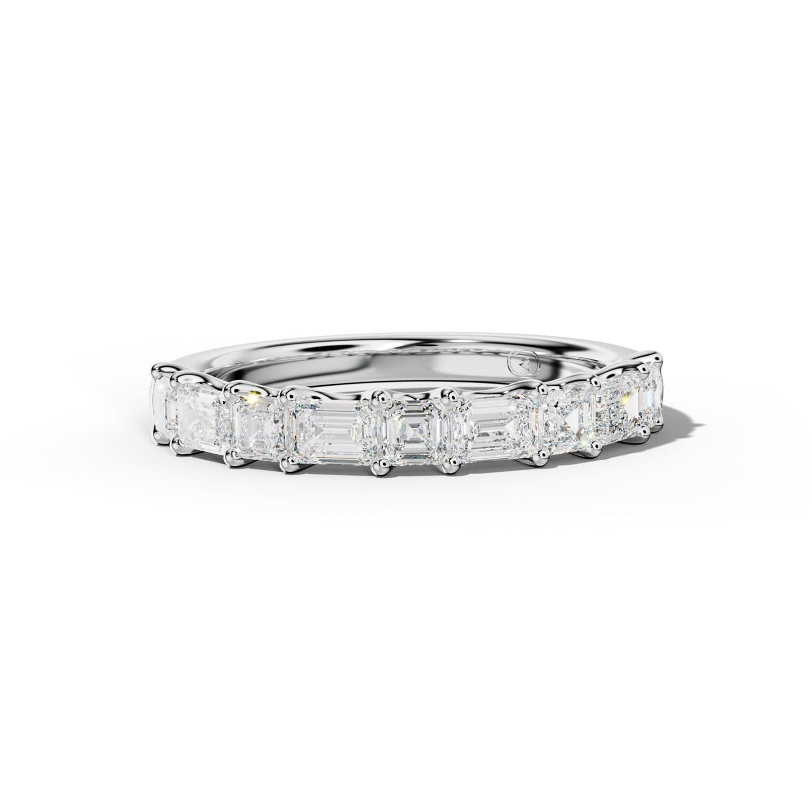 1.0 Carat East West Emerald and Asscher Diamond Half Anniversary Band Shared Prong