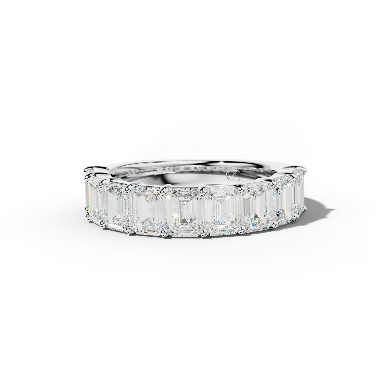 4.0 Carat Emerald Cut Diamond Half Anniversary Band Shared Prong Low-Set Design