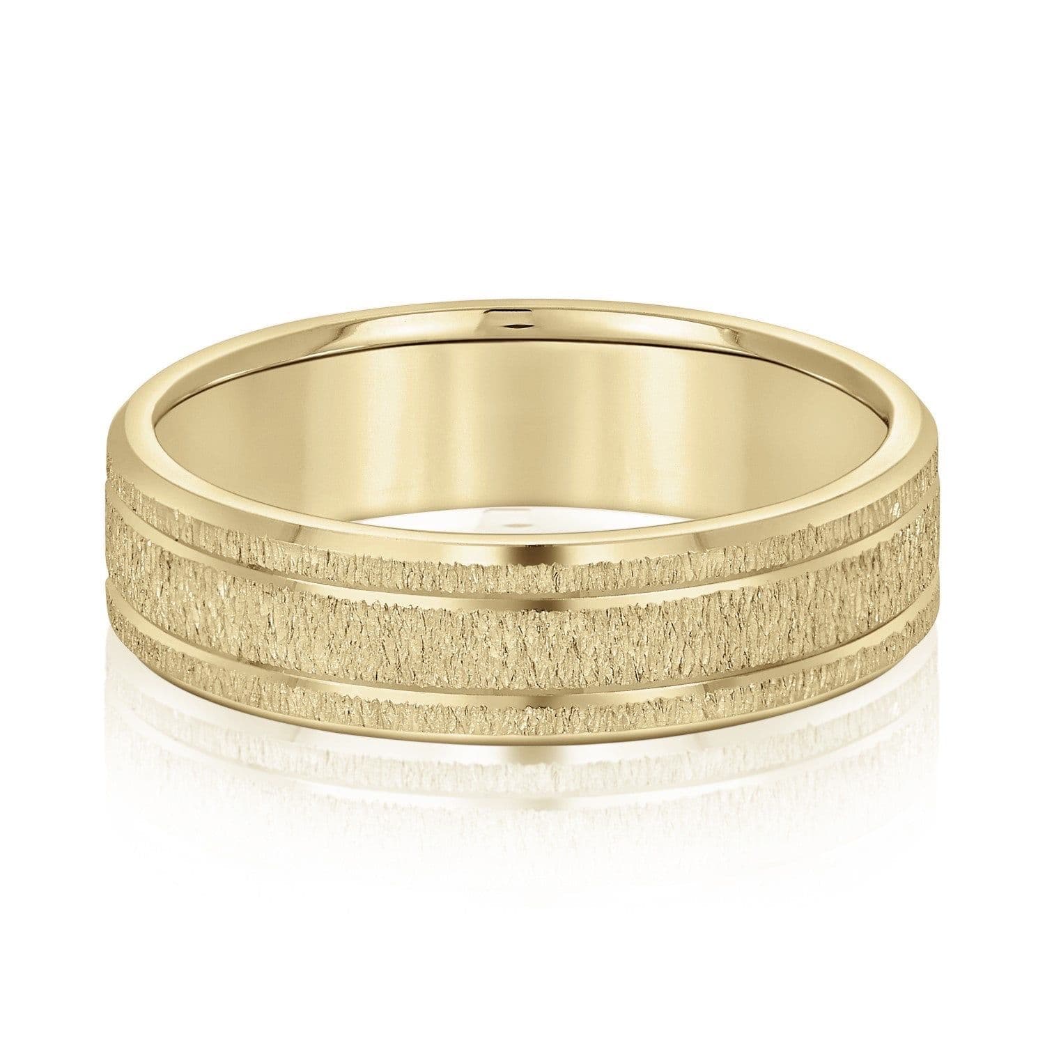 Men's Classic Carved Design Band with Double Lines