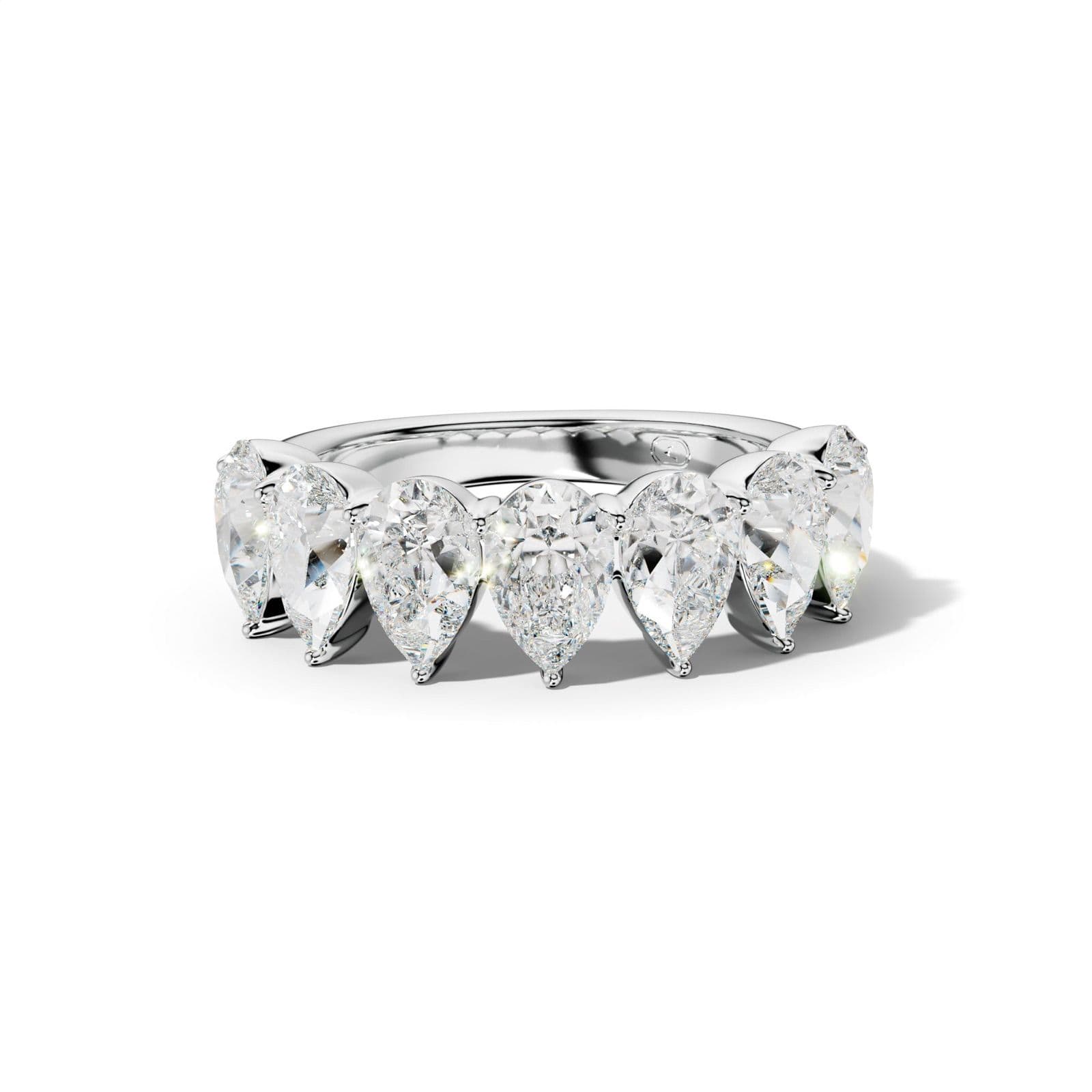 4.0 Carat Pear Shape Diamond Half Anniversary Band Shared Prong Low-Set Design