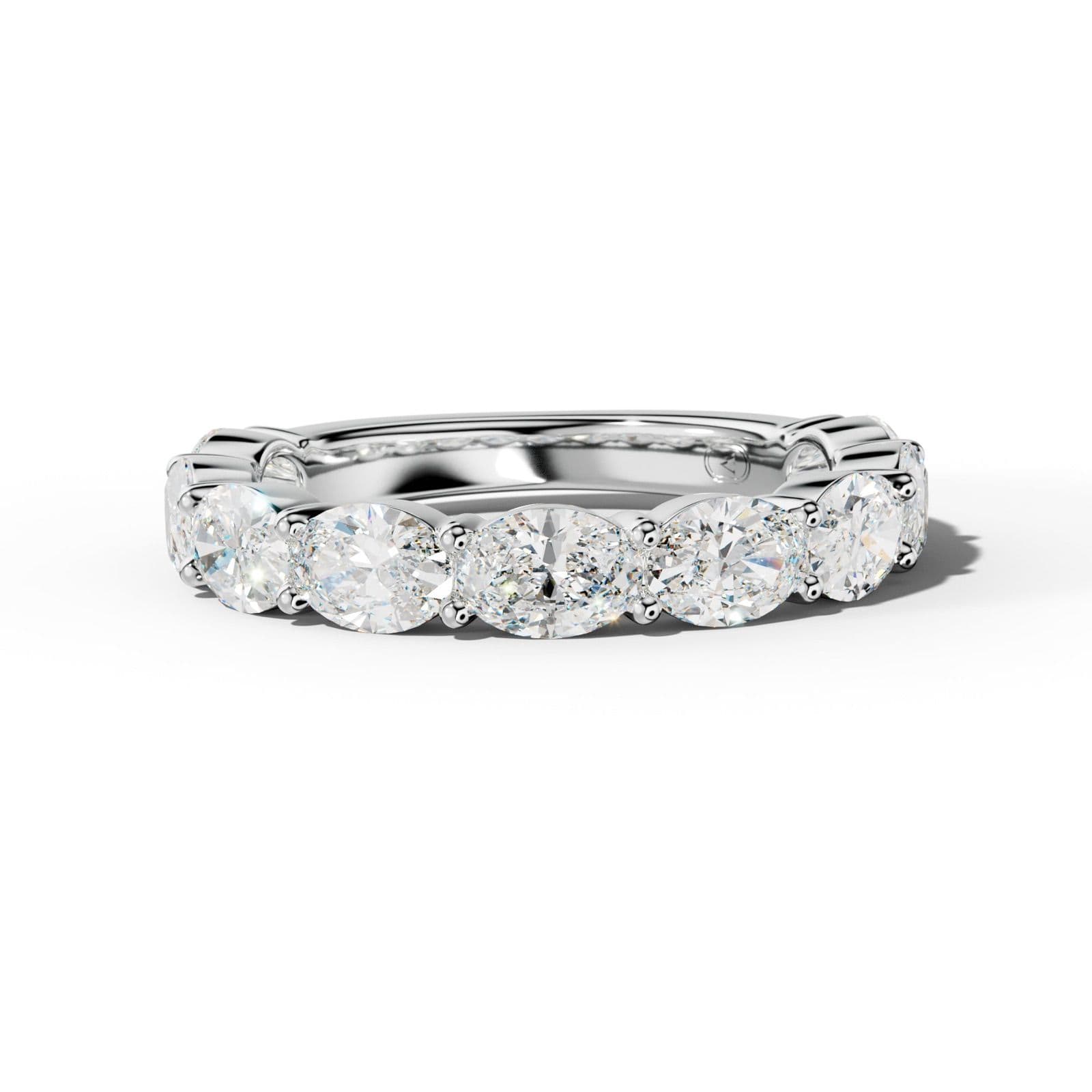 3.0 Carat East West Oval Diamond 3/4 Anniversary Band Shared Prong Low-Set Design