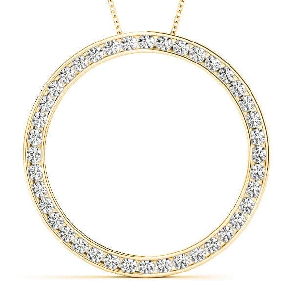 0.80 ctw Diamond Circle Channel Set Necklace Pendant-VIRABYANI